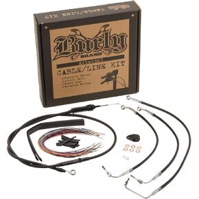 Burly Brand Black 15&Prime, Ape Hanger Cable/Brake Kit/Wiring w/ABS B30-1100