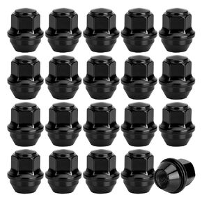 LUJIANI 12x1.5 Wheel Lug Nuts, 20 Pcs M12x1.5 Lug Nut Closed End, 32mm Length, 27mm Width, Black 19mm Hex Compatible with Focus 2009-18/Fusion 2012-18/Escape 2013-2020/2018+ EcoSport/Fiesta 2011-19