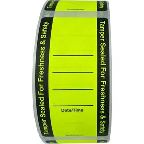 Fluorescent Yellow Food Delivery Tamper Evident Labels 2 x 4 Inch 500 Total Adhesive Stickers