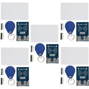 WWZMDiB 5Pcs RFID Kit - MF RC522 RF IC Card Sensor Module + S50 Blank Card + Key Ring + Male to Female Jumper Wires for Arduino Raspberry Pi