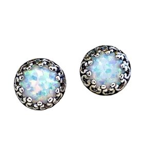 White Opal Stud Earrings Sterling Silver, Elegant Gift for Women, Mom, Valentine, Mothers Day, Perfect for Weddings, Brides, Birthdays, Prom, Homecoming, Graduation, Graduate, October Birthstone