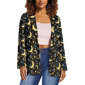 Casual Graphic Blazer Jacket for Women,2023 Fall Long Sleeve Work Offic Suit with Pockets