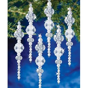 THE BEADERY Beaded Ornament KIT ICLE, Ice & Pearl Iceicle Makes 6