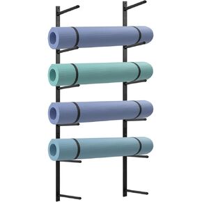Retyion Yoga Mat Holder Wall Mount Yoga Mat Storage Holder Yoga Mat Organizer Skateboard Wall Mount for Foam Rollers Skateboard Ski Board