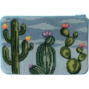 Stitch & Zip Needlepoint Cosmetic Purse Kit- Flowering Cacti