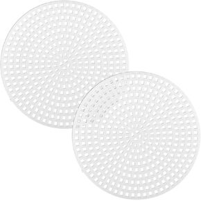 FOCCTS 3Inch Plastic Canvas Sheets Plastic Mesh Sheet Plastic Cross Stitch Canvas, Circle Round Needlepoint Embroidery Canvas, White Canvas Mesh for DIY Mesh(2pcs)