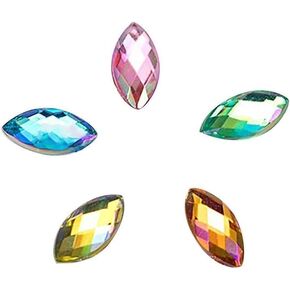 500Pcs Colourful Crystal Rhinestone Horse Eye Shape Gems Acrylic Rhinestone, Sewing Gems Acrylic Sewing Crystal Mixed Shapes Sew On Rhinestones for DIY Making Crafts Scrapbooks Clothing Phones
