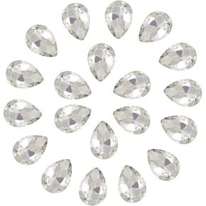 SWTHONY Crystal Teardrop Big Rhinestones Pointback Gem Stones for Crafts Jewelry Making Shoes Dress Faceted Glass Beads 13x18mm 56pcs Clear