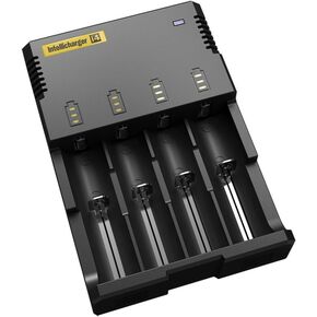 Nitecore Intellicharger New I4 V2 Universal 4 Channel Li-Ion Ni-Cd Ni-MH Smart Charger, Black