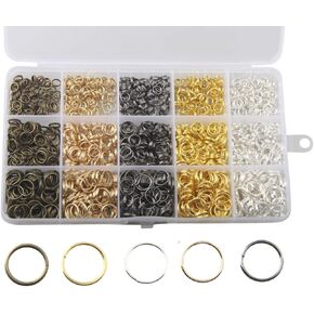1Box Mixed Sizes & Colors Split Rings Double Loop Jump Rings Connector Mini Key Rings for DIY Jewelry Making Necklaces Bracelet Earrings Art Craft (6/8/10mm)