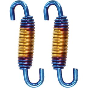 X AUTOHAUX 2 Pcs Universal Motorcycles Exhaust Pipe Spring 58mm 2.28" Stainless Steel Exhaust Pipe Spring Hook Modified Accessory Gold Tone