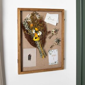 Flash Furniture Peyton Shadow Box Display Case, Solid Pine Wood Frame, Powder Coated Latch and Hinges, Foam Back with Linen Liner, 8 Push Pins, 11x14, Weathered Brown