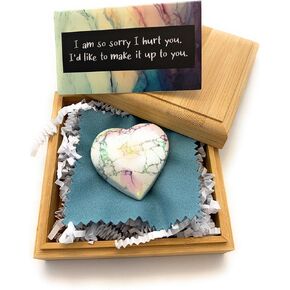 Smiling Wisdom - NEW - I'm Sorry Mini Apology Greeting Card and Matching Palm Heart Keepsake Gift Set (Aura Heart)