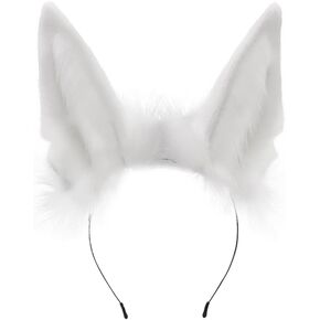 Furry Wolf Ears Headband Animal Cosplay Headwear Fox Ears Hair Hoop Halloween Party Headpiece