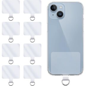 Mabor Universal Phone Tether Tabs, 8 Pcs D-Buckle Phone Lanyard Replacement Part PVC Transparent Phone Tether Tab for Phone Lanyard Compatible with Most Smartphones