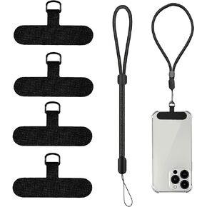 Phone Lanyard Tab 2pcs, [New Version] Stainless Steel Phone Tether Tab with Anti-Scratch Film, Universal Phone Tether Tab Without Adhesive,Phone Lanyard Replacement Part for Cell Phone