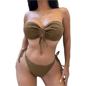 WDIRARA Women's 2 Piece Bikini Sets Zebra Stripe All Over Printed Tie Side Sleeveless Beach Swimsuits