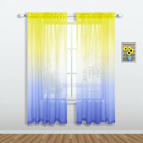 Pink and Green Curtains for Mermaid Bedroom Decor Set of 1 Sheer Panel Rod Pocket Gradient Ombre Mermaid Curtains for Girls Room Little Kids Princess Decorations 52 x 63 Inch Length
