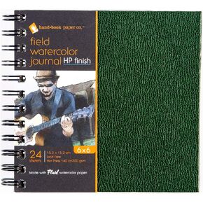 Hand Book Papers, Field Watercolor Journal, Fluid Watercolor Paper, Hot Press, 6X6 Inches