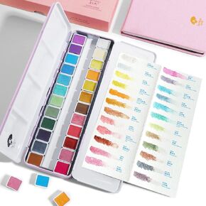 Paul Rubens Watercolor Paint Artist Grade, 48 Colors Watercolor Paints Set Solid Cakes with Palette and Watercolor Journal 100% Cotton Hot Press For Artists Painters