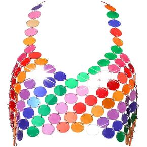 Sequins Sexy Bikini Crop Top Bra Halter Backless Beach Body Chains Swimsuit Wrap Cover Up for Women and Girls