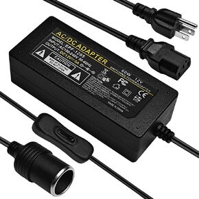 12V Car Power Adapter with ON/Off Switch Female Car Cigarette Lighter Socket, AC 100-240V to DC 12V Power Supply Adapter Transformer for Car Air Fan Car Air Purifier Car MP3 Player