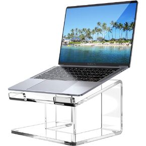 Acrylic Laptop Stand for Desk, Laptop Riser for 10-14 Inch Laptops, Ergonomic Laptop Holder, Computer Stand for Laptop Compatible with Macbooks and Notebooks- Clear