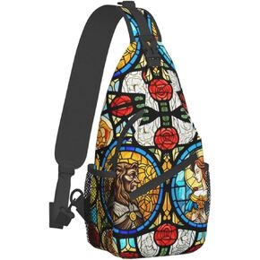 Beauty and Beast Fairytale Glass Crossbody Sling Backpack For Women & Men Chest Sling Backpack Casual For Travel Hiking