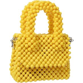 YUSHINY Acrylic Beaded Macaron Color Cube Box Bag Evening Handbag with Detachable Strap Chain