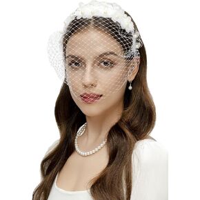 BABEYOND 1920s Flapper Fascinator Mesh Veil Headband Bridal Wedding Tea Party Fascinator Veil for Women