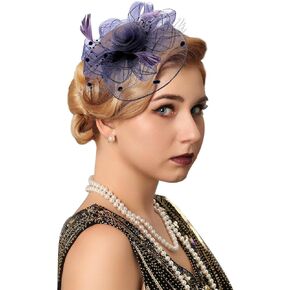 Coxiva Fascinators Hats(6colors) Flower Mesh Feather on a Headband and a Clip Headdress for Girls Women Prom Tea Party