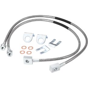 89702 Stainless Brake Lines - 26" Front Stainless Brake Lines Kit Compatible with 1997-2006 Jeep Wrangler TJ 4WD 2004-2006 Wrangler TJ Unlimited 4WD 1987-1995 Wrangler YJ 4WD 1984-2001 Cherokee XJ