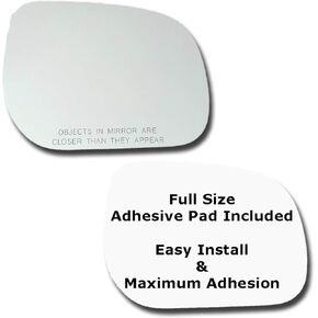 Mirror Glass + Full Size Adhesive Pad for 2006-2011 Toyota RAV4 Passenger Side Replacement (2006 2007 2008 2009 2010 2011 06 07 08 09 10 11)
