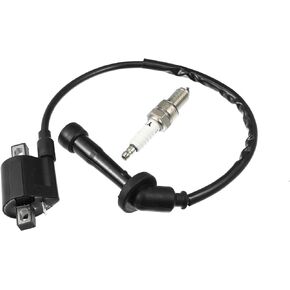 X AUTOHAUX Motorcycle Racing Ignition Coil Spark Plug Kit for Kawasaki KFX 400 for Yamaha YXR660 Rhino 660 Grizzly 660R for Suzuki DRZ400S DRZ400E Vinson 500 ATV