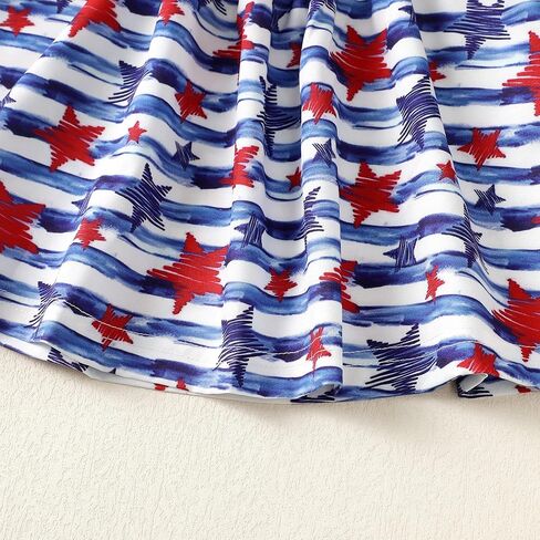 Noubeau 4th من يوليو طفل طفلة ملابس القوس فستان الرسن عارية الذراعين فساتين نجمة المشارب ملابس الصيف الوطنية in Kuwait