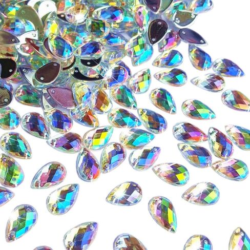 300Pcs 0.31x0.51″ Drop Shape Crystal Yellow Clear Acrylic Sew On Rhinestones Flatback Sewing Stones for Clothes Dress Crafts Garments Accessories (AB) in Saudi Arabia