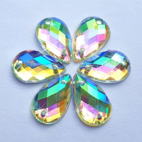 300Pcs 0.31x0.51″ Drop Shape Crystal Yellow Clear Acrylic Sew On Rhinestones Flatback Sewing Stones for Clothes Dress Crafts Garments Accessories (AB) in Saudi Arabia