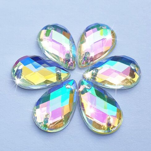 300Pcs 0.31x0.51″ Drop Shape Crystal Yellow Clear Acrylic Sew On Rhinestones Flatback Sewing Stones for Clothes Dress Crafts Garments Accessories (AB) in Saudi Arabia