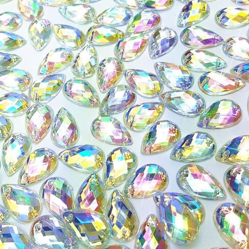 300Pcs 0.31x0.51″ Drop Shape Crystal Yellow Clear Acrylic Sew On Rhinestones Flatback Sewing Stones for Clothes Dress Crafts Garments Accessories (AB) in Saudi Arabia