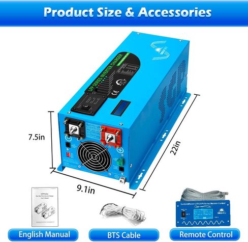 Sungoldpower 3000W DC 12V Peak 9000W Inverter Charger Pure Sine Wave Upgrade, AC 120V with 90A Battery AC Charger LCD Display, Low Frequency Inverter, for RV, Trailer, Camper, Home, Boat in Saudi Arabia