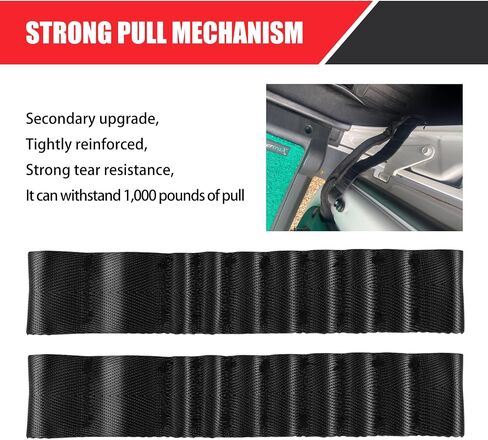 2 PCS Automotive Door Restraint Straps, 9.17" x 1.5" Load 1000 lb. Double Wall Thickened Adjustable Heavy Duty Door Restraint Inspection Straps, Compatible with Jeep Wrangler TJ JK JL (Black) in Saudi Arabia