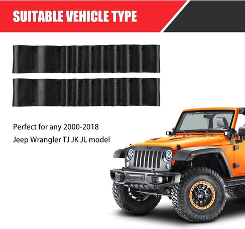 2 PCS Automotive Door Restraint Straps, 9.17" x 1.5" Load 1000 lb. Double Wall Thickened Adjustable Heavy Duty Door Restraint Inspection Straps, Compatible with Jeep Wrangler TJ JK JL (Black) in Saudi Arabia