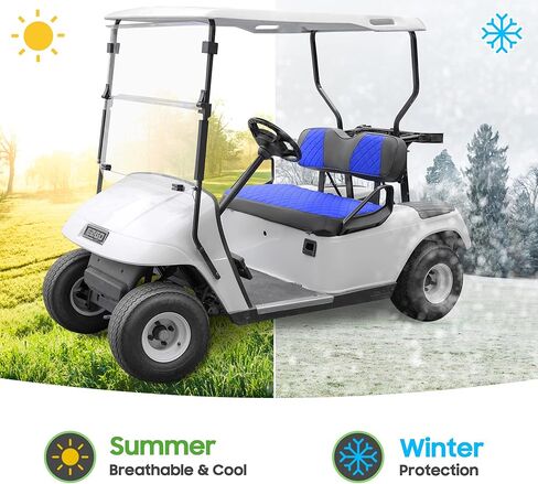 غطاء مقعد عربة الجولف لوسادة غطاء مقعد EZGO TXT - لا يتطلب دباسة/سهل التركيب، مسامي ومريح، غطاء مقعد أمامي بديل من الفينيل لعربة الجولف - أزرق in Kuwait