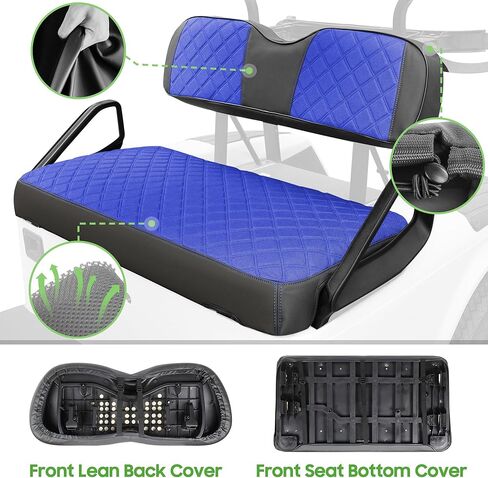 غطاء مقعد عربة الجولف لوسادة غطاء مقعد EZGO TXT - لا يتطلب دباسة/سهل التركيب، مسامي ومريح، غطاء مقعد أمامي بديل من الفينيل لعربة الجولف - أزرق in Kuwait