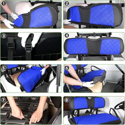 غطاء مقعد عربة الجولف لوسادة غطاء مقعد EZGO TXT - لا يتطلب دباسة/سهل التركيب، مسامي ومريح، غطاء مقعد أمامي بديل من الفينيل لعربة الجولف - أزرق in Kuwait