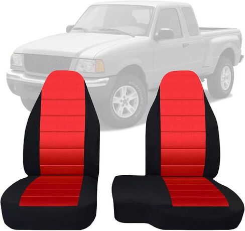 GXARTS قطعتان 60/40 غطاء مقعد خلفي مرتفع باللونين الأسود والأحمر متوافق مع Ford Ranger XLT Front 1998 1999 2000 2001 2002 2003 (بدون غطاء وحدة التحكم) in Kuwait