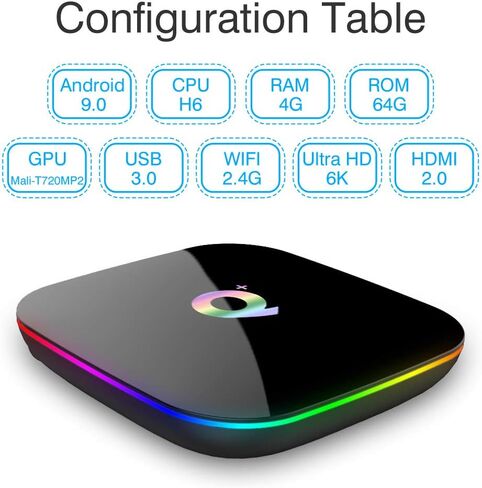 Android TV Box 9.0، TUREWELL Allwinner H616 رباعي النواة 4 جيجا رام 64 جيجا ROM Q Plus Android TV Box يدعم 3D 6K HD H.265 2.4 جيجا هرتز واي فاي إيثرنت HD DLNA USB 3.0 in Kuwait