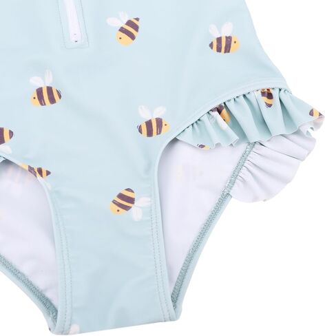 LIZENS Girls' One-Piece Swimwear Rash Guard Swimsuit Zipper Bathing Suits Long Sleeve Ruffle Girl Full Cover Flower Print in Saudi Arabia