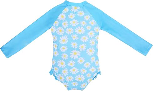 LIZENS Girls' One-Piece Swimwear Rash Guard Swimsuit Zipper Bathing Suits Long Sleeve Ruffle Girl Full Cover Flower Print in Saudi Arabia