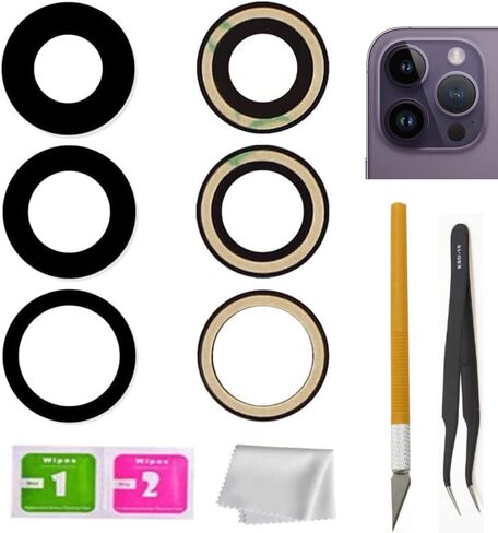 بديل زجاجي للكاميرا الخلفية من EGEN لهاتف iPhone 14 Pro Max و14 Pro مع لاصق مثبت مسبقًا + أدوات إصلاح in Kuwait